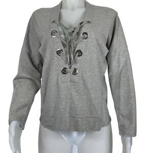 Romero & Juliet Couture Athletic Gommet V-Neck Tie Front SweatShirt M